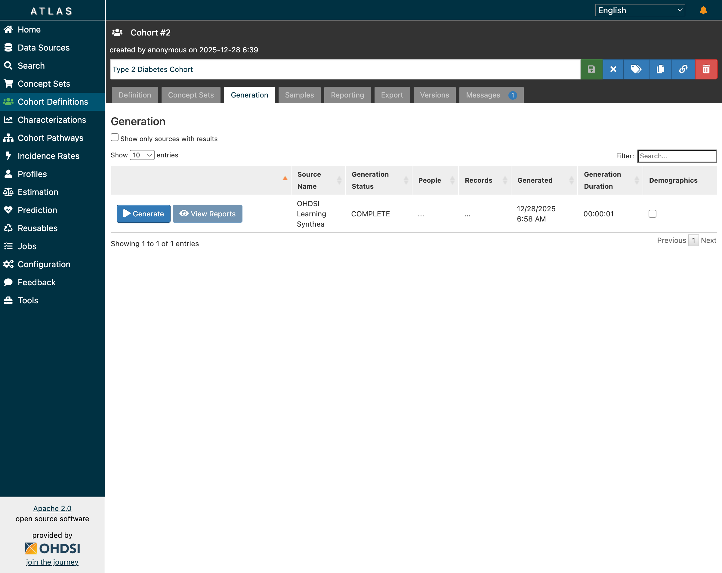 Cohort Generation Status