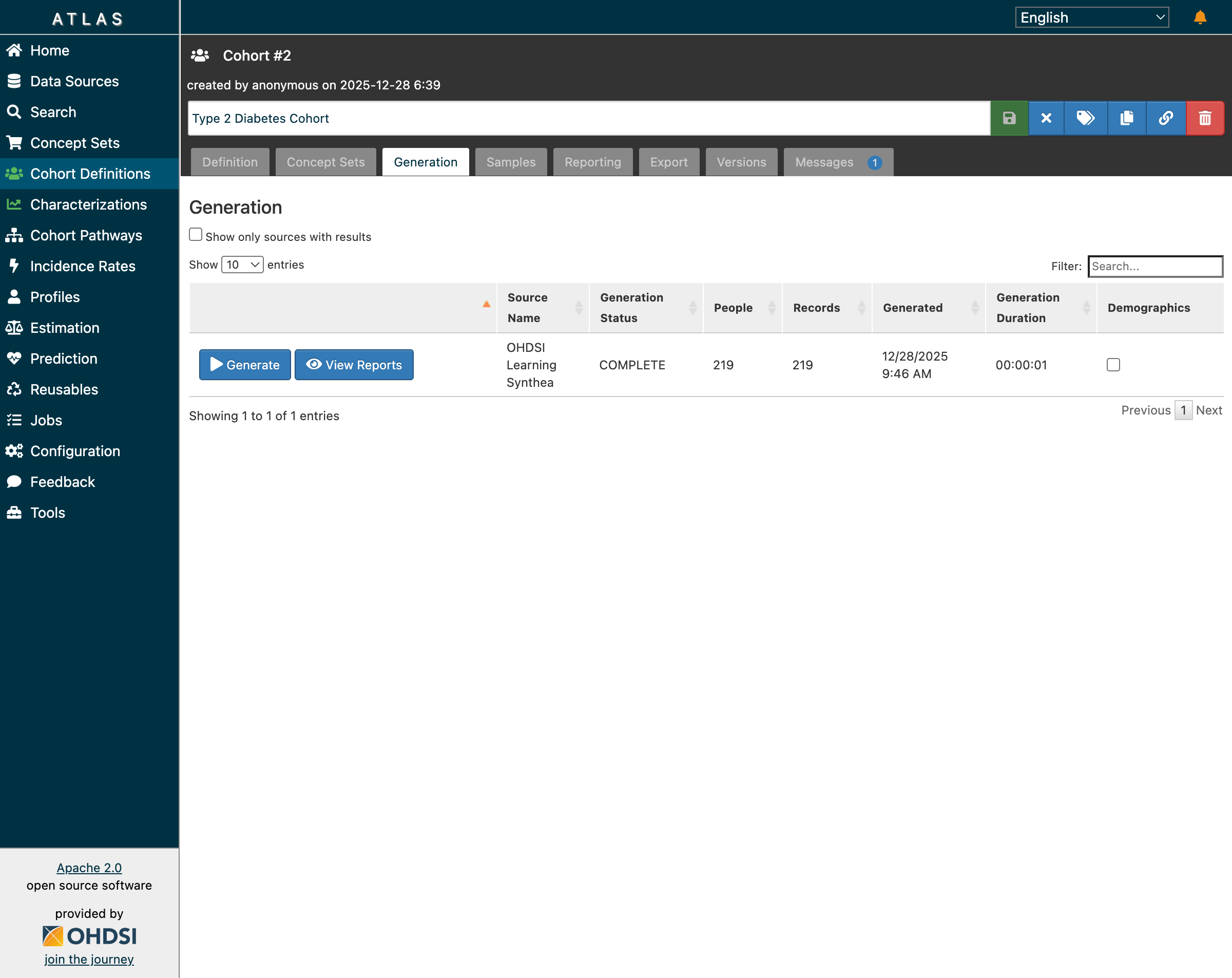 Cohort Generation Results